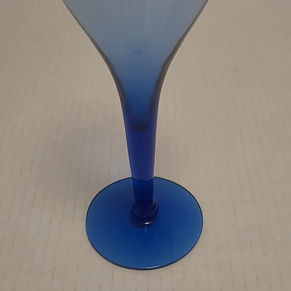 Set of 3 Vintage Blue Wine Glasses